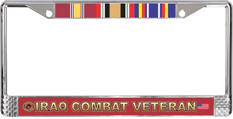 USMC Iraq Combat Veteran 3 Ribbon Stack License Plate Frame