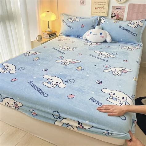 Sanrio Kawaii Anime Cute Hello Kitty My Melody Coral Velvet Bed Sheet