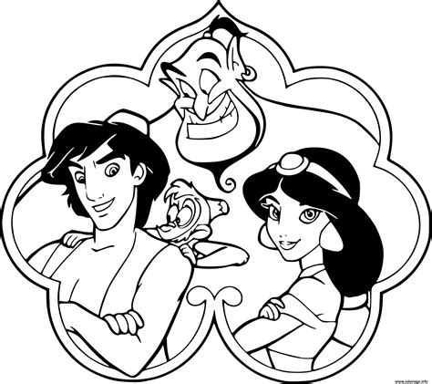 Coloriage Aladdin Jasmine Genie Abu Imprimer Coloring Books Coloring