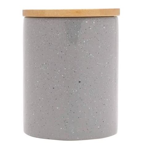 Pote Cerâmica Granilite Tampa Bambu Cinza 10x13cm Lyor Pote