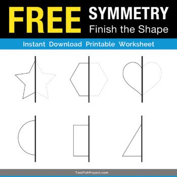 Free Symmetry Drawing Worksheet - Basic Shapes - Line of Reflection