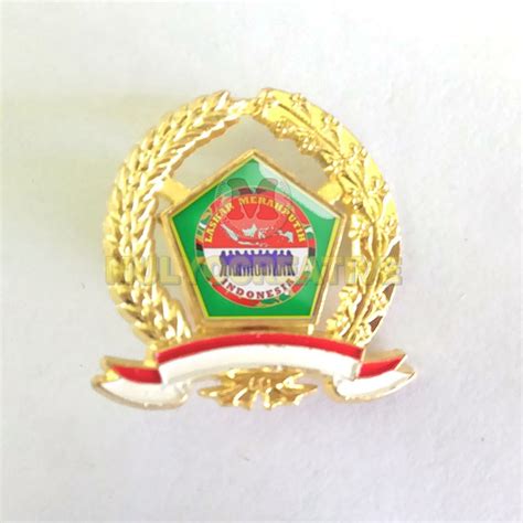 Jual Pin LMPI Logam Kuningan Bentuk Padi Kapas Logo Laskar Merah