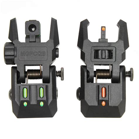 Foldable Iron Sights Flip Up Front And Rear Sight Fiber Optics Dual