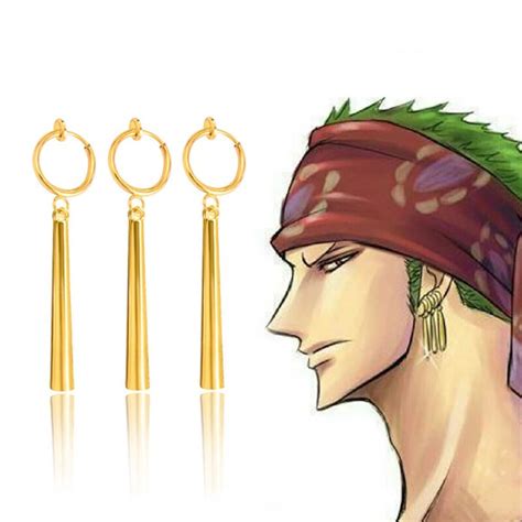 Zoro Earrings Clip On 18k Gold Anime Earrings Hypoallergenic Etsy