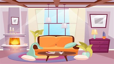 Free Vector Luxury Hotel Bedroom Cartoon Interior Illustration