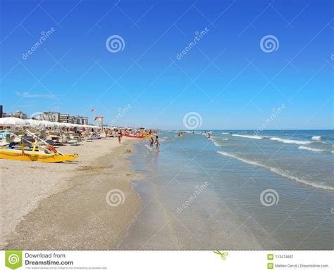 Riccione, Italy. The Shore Of The Beach During Summer Time. Emilia Romagna Editorial Image ...