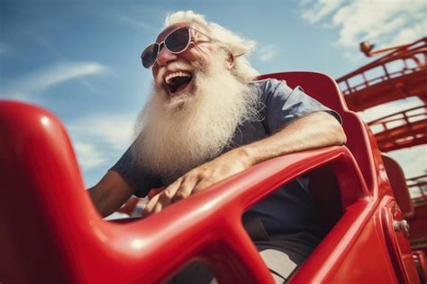 Premium AI Image A Cheerful Elderly Man With A White Beard Rides A