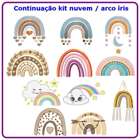 Matrizes Arco Iris Nuvem Agulha Feliz Íris Elo7