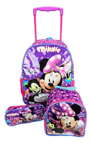 Mochila De Rodas Minnie Disney Lancheira E Estojo Xeryus