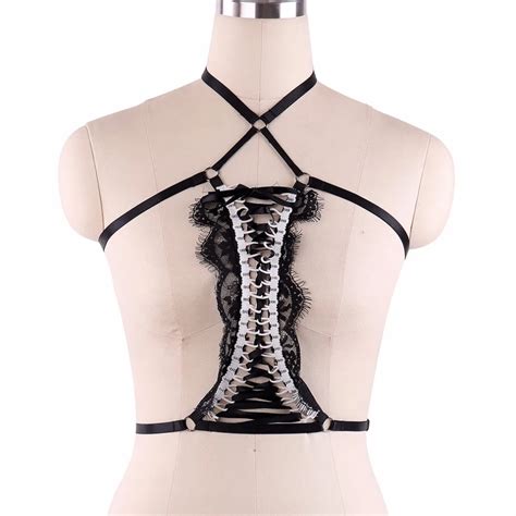 Black Sexy Body Harness Womens Pole Dance Crop Top Lingerie Gothic