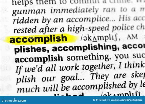 Highlighted English Word `accomplish` And Its Definition In The