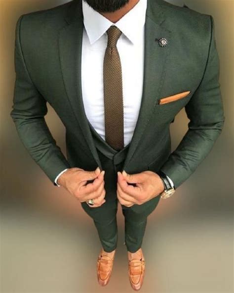 Men S Wedding Wear Suit Dark Green Groom Wear Suit Party Etsy Green