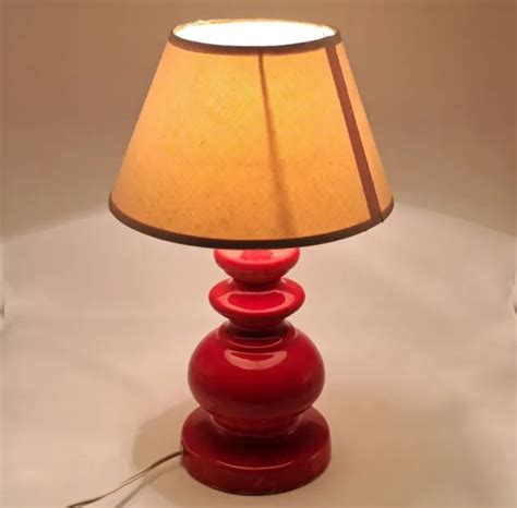 LAMPADA DA TAVOLO SCRIVANIA In Ceramica Lava Rossa Design Anni 70