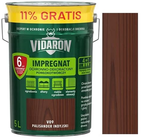 Impregnat Ochronno Dekoracyjny Vidaron V09 Palisander Indyjski 5 L