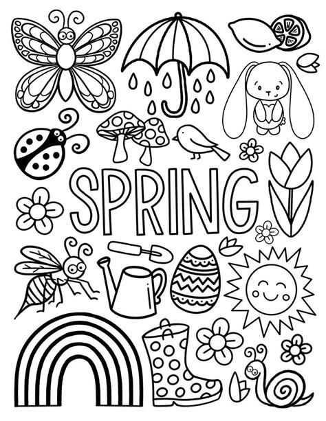 Spring Coloring Page Etsy Spring Coloring Pages Spring Coloring