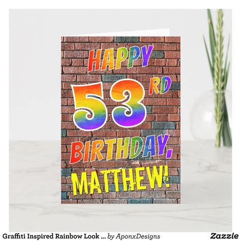 Graffiti Inspired Rainbow Look Happy Rd Birthday Card Zazzle Th