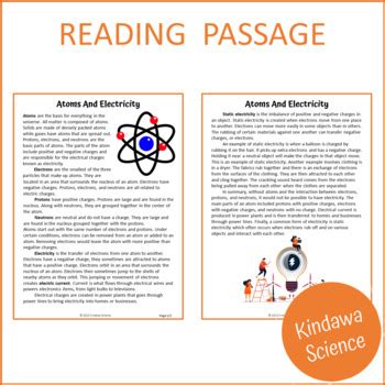 Atoms And Electricity Reading Comprehension Passage And Questions PDF