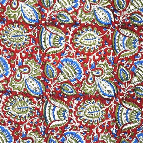 Buy Multicolor Floral Hand Kalamkari Pattern Indian Cotton Fabric