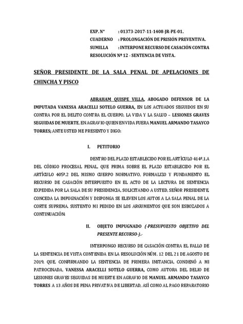 Recurso De Casacion En Materia Penal Homicidio Caso De Ley Derecho