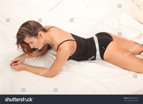 Sensual Woman Posing Lingerie Bed Studio Stock Photo 396595978 Shutterstock