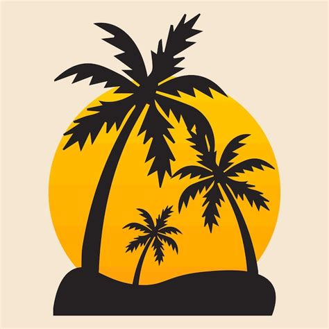 Premium Vector Summer Beach Palm Tree Retro Silhouettt Logo Vector