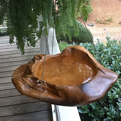 Teak Hanging Bird Bath | Unique Bird Baths | Unusual Birdbath Gift ...