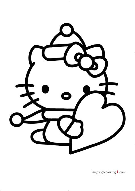 Hello Kitty With Heart Coloring Pages - 2 Free Coloring Sheets (2021)