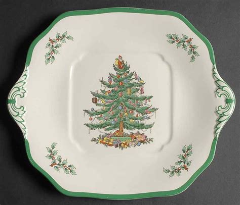 Christmas Tree Square Handled Cake Plate By Spode Replacements Ltd