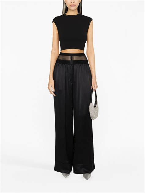 Alexander Wang Crystal Embellished Logo Crop Top Black FARFETCH