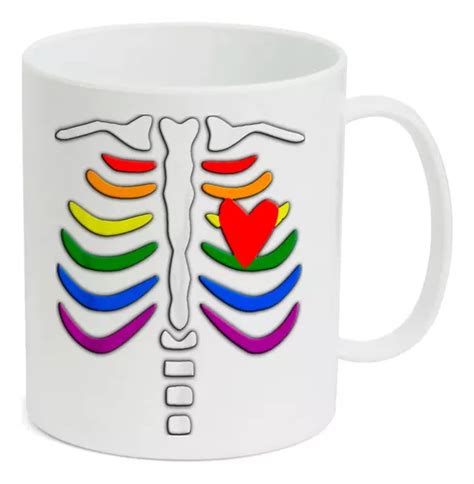 Caneca Infantil Branca Cib Lgbt Esqueleto Cora O Peito Parcelamento