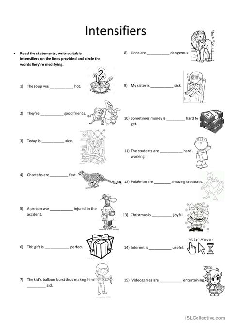 Intensifiers general gramma…: English ESL worksheets pdf & doc