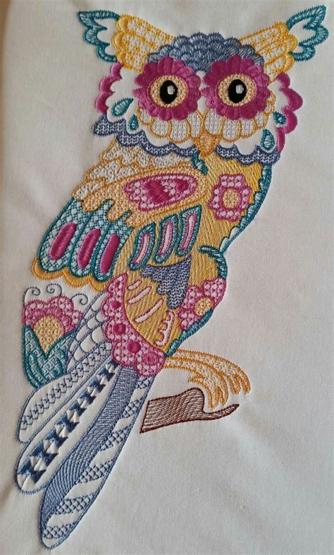 Beautiful Jacobean Owl Design For Machine Embroidery By