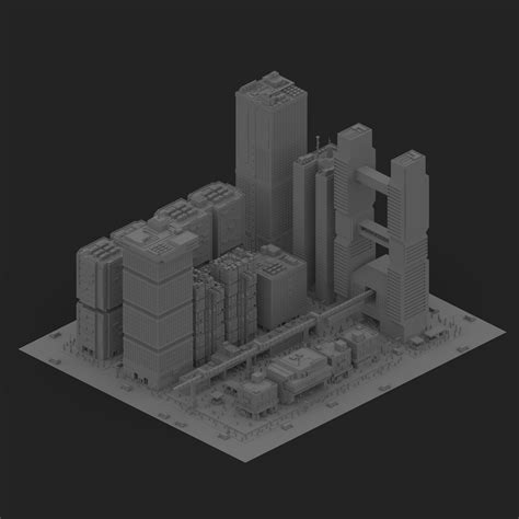 Cyberpunk City Voxel Art Behance