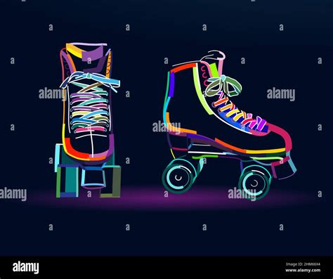 Abstract Roller Skate For Figure Skating Quad Skate From Multicolored