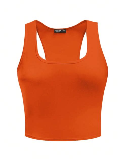 Plus Solid Crop Tank Top Trong 2024