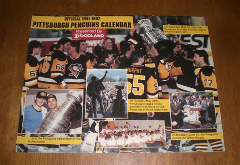 1991 92 Pittsburgh Penguins Foodland Calendar Ebay