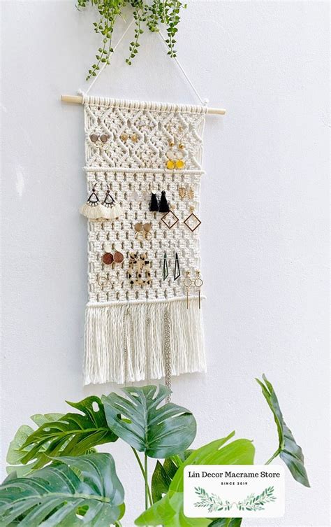 Macrame Jewelry Holder Boho Tapestry Earring Holder Jewelry Organizer