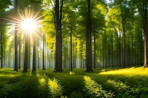 Premium Ai Image The Sun Shines Through The Trees