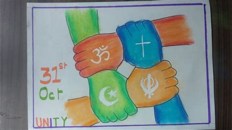 National Unity Day Poster Rashtriya Ekta Diwas Drawing Unity In