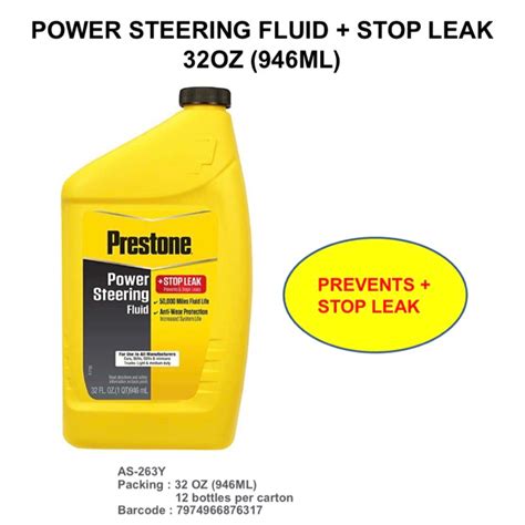 Power Steering Fluid Stop Leak Oz Ml As Y Made In Usa