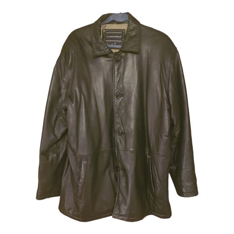 Mens Black Leather Coat XL Preswick And Moore Gem