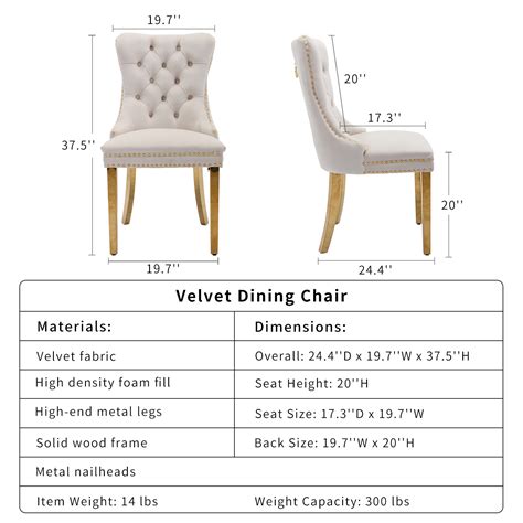 Oduse Daily Beige Velvet Dining Table Chairs Set Of 6 Tufted With