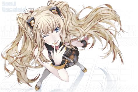 Blonde Hair Blue Eyes Long Hair Seeu Toya Kure Twintails Vocaloid White Wink Konachan Net