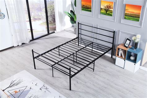 4ft6 Metal Double Black Bed Frame With Sprung Mattress Buyerempire