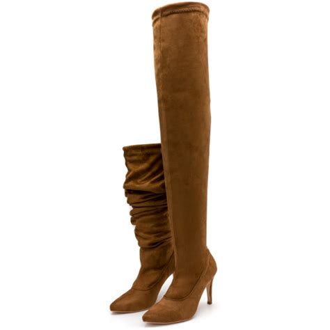 Bota Over The Knee Cano Alto Acima Do Joelho Salto Fino Em Suede