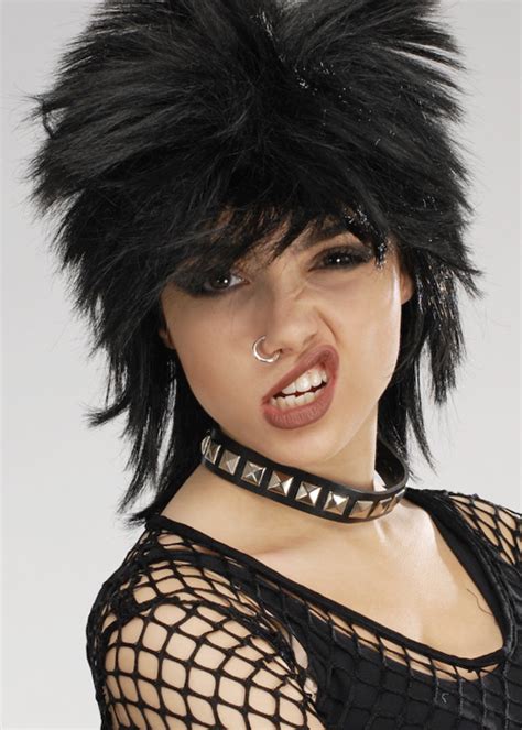 80s Punk Rock Idol Black Spiky Wig