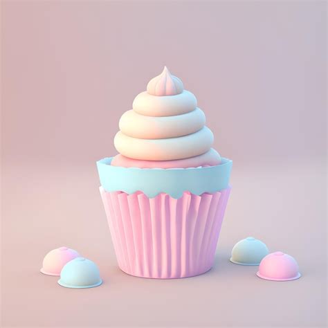 Premium AI Image | A pink cupcake with a pink frosting on it.