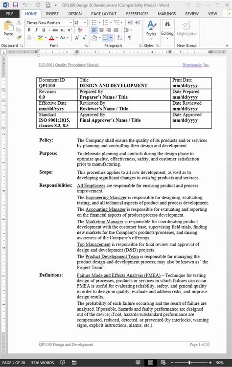 Design And Development Plan Template Design Talk