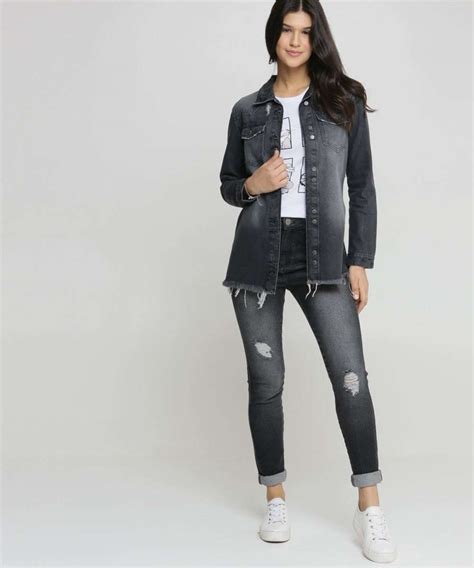 Jaqueta Feminina Jeans Alongada Marisa Compre Agora Dafiti Brasil