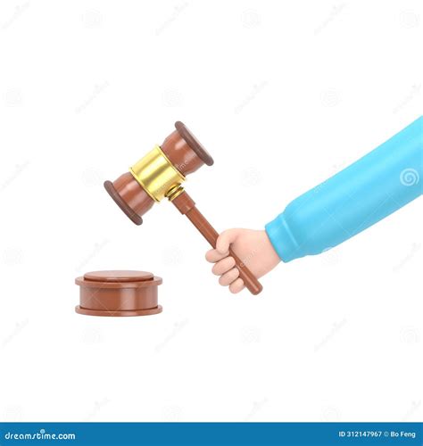 Cartoon Gesture Icon Mockup Justice Hand Holding Judges Gavel D